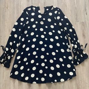 Zara Navy Polka Dot Dress